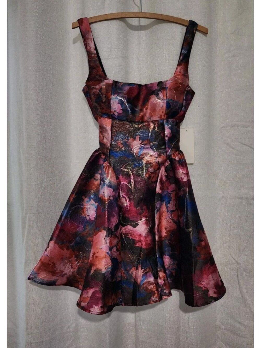 Women's Junior's Dress Mini Square Neck Jacquard Fit & Flare Size XS NWT
